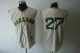 Mitchell And Ness 1968 Oakland Athletics #27 Catfish Hunter Cream Throwback Stitched MLB Jersey