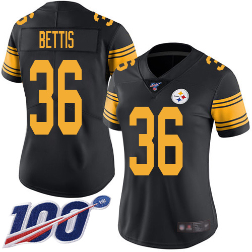 Women's Pittsburgh Steelers #36 Jerome Bettis BlackStitched NFL Limited Rush 100th Season Jersey