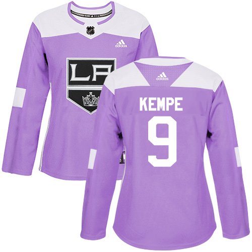 Women's Adidas Los Angeles Kings #9 Adrian Kempe Purple Fights CancerStitched NHL Jersey