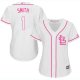 St. Louis Cardinals #1 Ozzie Smith White/Pink Fashion Women's Stitched MLB Jersey