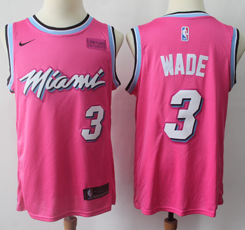 Nike Men's Miami Heat #3 Dwyane Wade Pink Swingman Earned Edition NBA Jersey