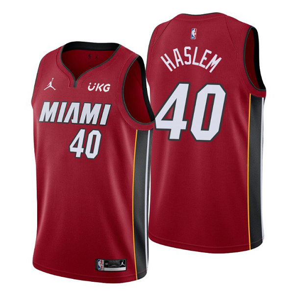 Mens's Miami Heat #40 Udonis Haslem Red Swingman Statement Edition NBA Jersey