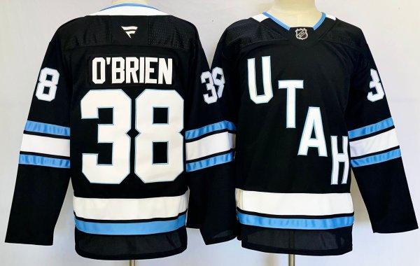 Men's #38 Liam O'Brien Utah Hockey Club Black And Blue City Edition Jersey