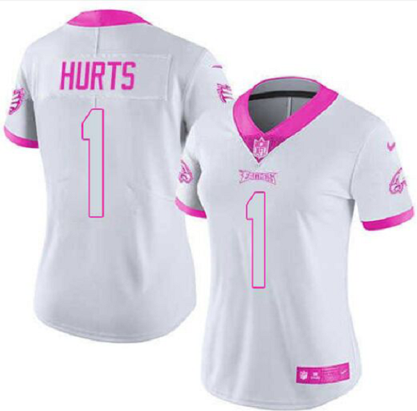 Women's Nike Philadelphia Eagles Jalen Hurts #1 White Fashion Limited NFL Jersey