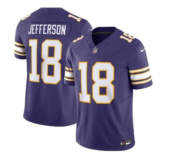 Men's Minnesota Vikings #18 Justin Jefferson Nike Purple Classic Vapor F.U.S.E. Limited NFL Jersey