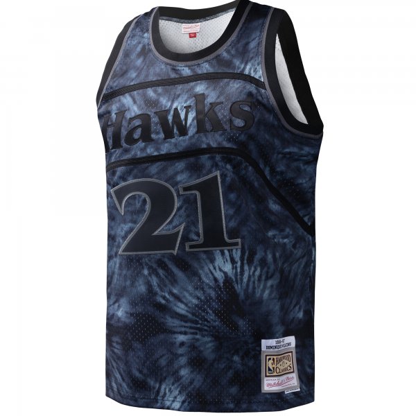 Men's Atlanta Hawks Dominique Wilkins Mitchell & Ness Black Hardwood Classics 1986/87 Tie-Dye Swingman Jersey