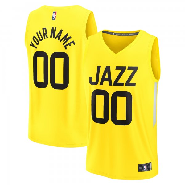 Youth Utah Jazz Fanatics Yellow Fast Break Replica Custom Jersey - Icon Edition