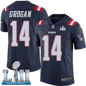 Men's Nike NFL New England Patriots #14 Steve Grogan Limited Navy Blue Rush Vapor Untouchable Super Bowl LII Jersey