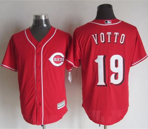 Men's Cincinnati Reds #19 Joey Votto Red New Cool Base Stitched MLB Jersey