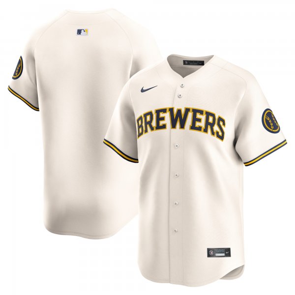 Men's Milwaukee Brewers blank Nike Cream Home Limited Player Jersey