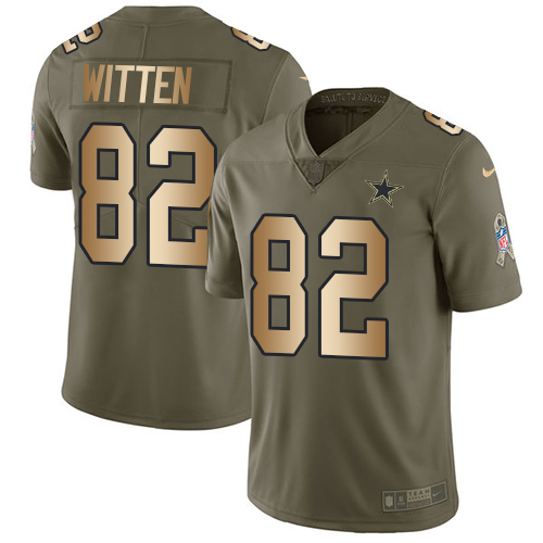 Nike Dallas Cowboys #82 Jason Witten Olive/Gold Men's Stitched NFL Limited 2017 Salute To Service Jersey