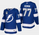 Men's Tampa Bay Lightning #77 Victor Hedman 2022 Blue Stanley Cup Final Patch Stitched Jersey