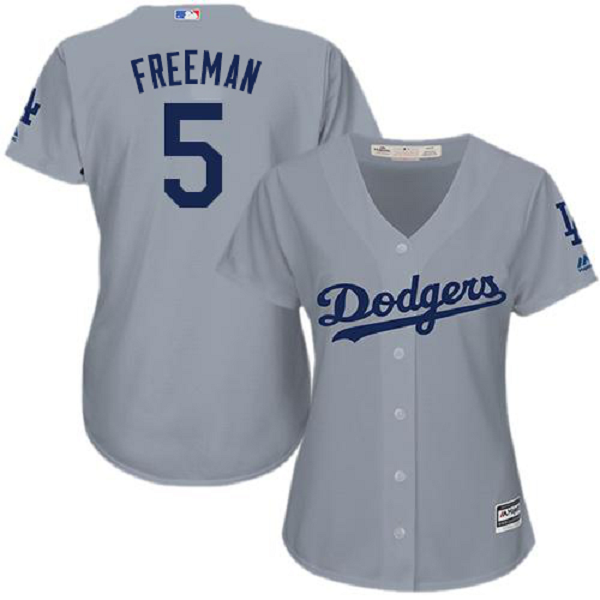 Women's Los Angeles Dodgers #5 Freddie Freeman Grey Alternate Road Stitched MLB Jersey