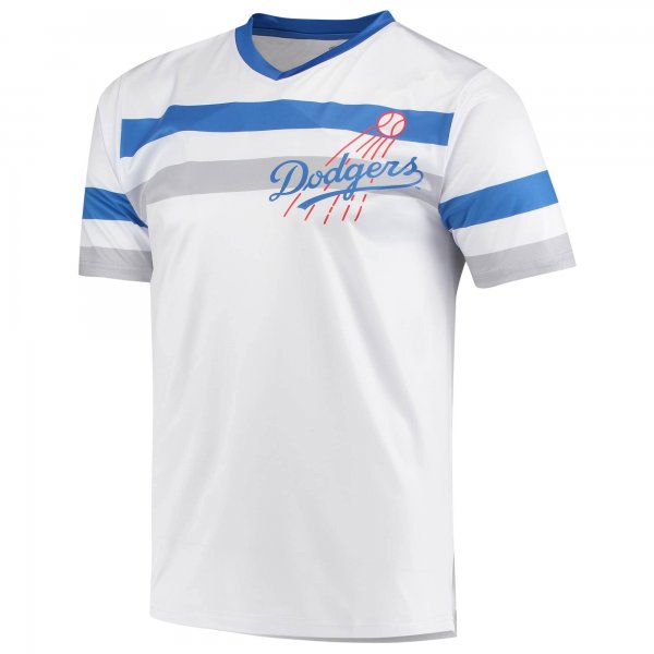 Men's Los Angeles Dodgers Stitches White Cooperstown Collection V-Neck Jersey