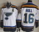 St. Louis Blues #16 Brett Hull White/Navy CCM Throwback Stitched NHL Jersey