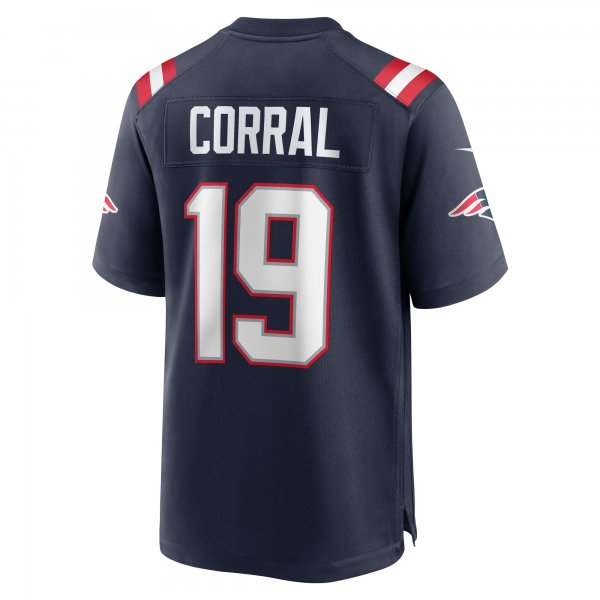 Men's New England Patriots Matt Corral Nike  Navy Team Game Jersey