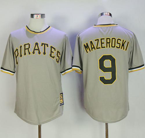 Mitchell And Ness Pittsburgh Pirates #9 Bill Mazeroski Grey Throwback Stitched MLB Jersey