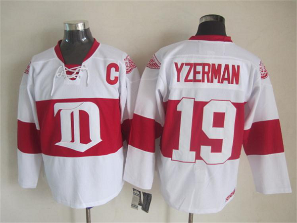 Men's Detroit Red Wings #19 Yzerman Red Throwback NHL Jersey