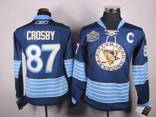 Pittsburgh Penguins #87 Sidney Crosby Women 2011 Winter Classic Vintage Stitched Dark Blue NHL Jersey