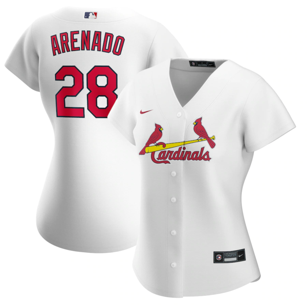 Women's Nike St. Louis Cardinals #28 Nolan Arenado White Home Official Replica Player Jersey