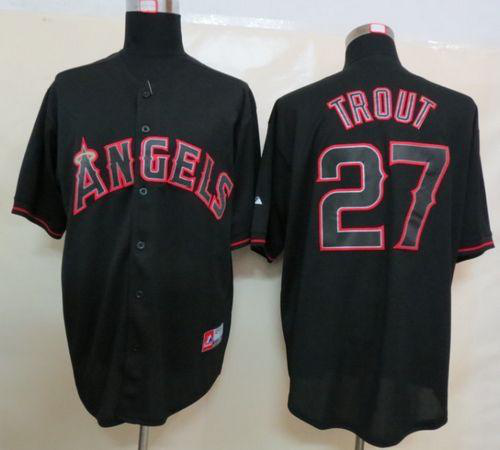 Los Angeles Angels of Anaheim #27 Mike Trout Black Fashion Stitched MLB Jersey