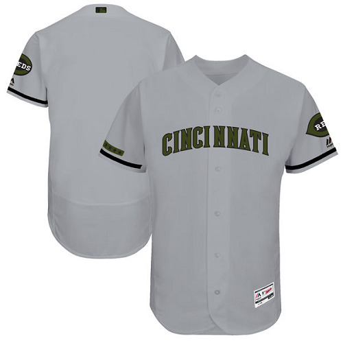 Men's Cincinnati Reds Blank Majestic Gray 2018 Memorial Day Collection Flex Base MLB Team Jersey