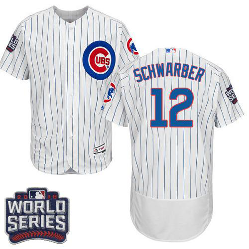 Chicago Cubs #12 Kyle Schwarber White Flexbase Collection 2016 World Series Bound Stitched MLB Jersey