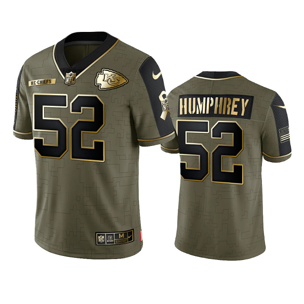 Kansas City Chiefs Creed Humphrey Olive Gold 2021 Salute To Service Men's Limited NFL Jersey