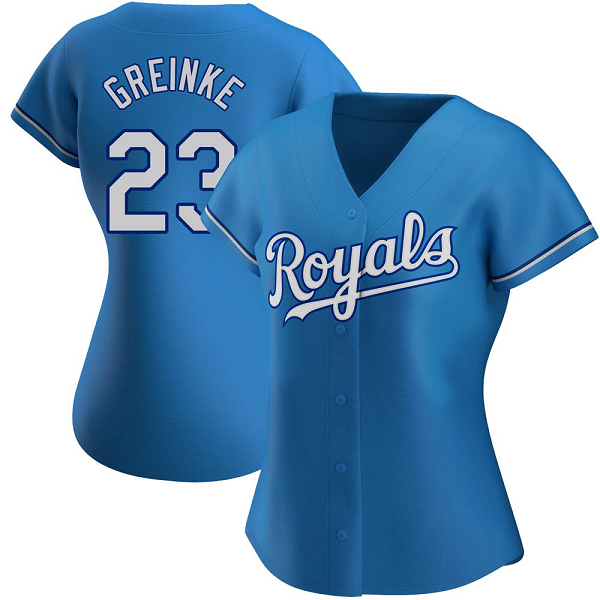 Women's Kansas City Royals #23 Zack Greinke Light Blue Alternate MLB Jersey