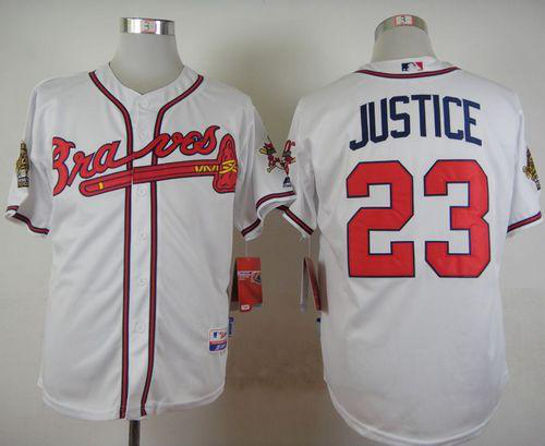 Atlanta Braves #23 David Justice White Cool Base Stitched MLB Jersey