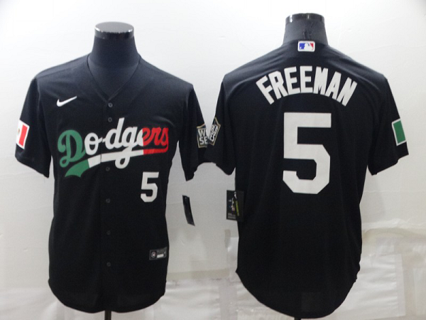 Men's Los Angeles Dodgers #5 Freddie Freeman Black Cool Base Stitched Baseball MLB Jersey