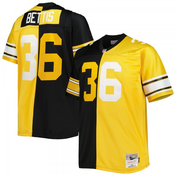 Men's Pittsburgh Steelers Jerome Bettis Mitchell & Ness Black/Gold Big & Tall Split Legacy Retired Player Replica Jersey