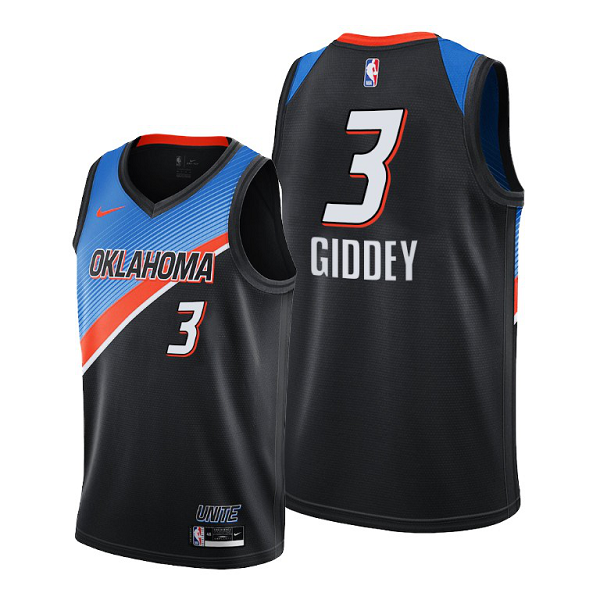 Men's Oklahoma City Thunder #3 Josh Giddey 2021 NBA Draft Black Jersey