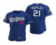 Men's Los Angeles Dodgers #21 Walker Buehler Royal 2020 World Series Flex Base Nike Jersey