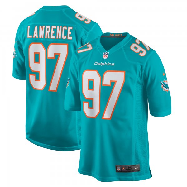 Men's Miami Dolphins Rashard Lawrence Nike  Aqua Team Game Jersey