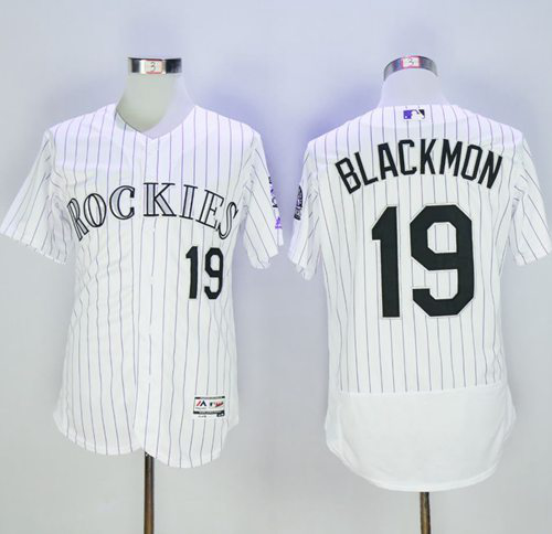 Colorado Rockies #19 Charlie Blackmon White Strip Flexbase Collection Stitched MLB Jersey