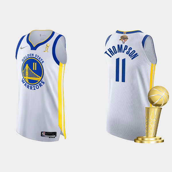 2022 NBA Finals Champions Men's Golden State Warriors Klay Thompson #11 White Association White Jersey