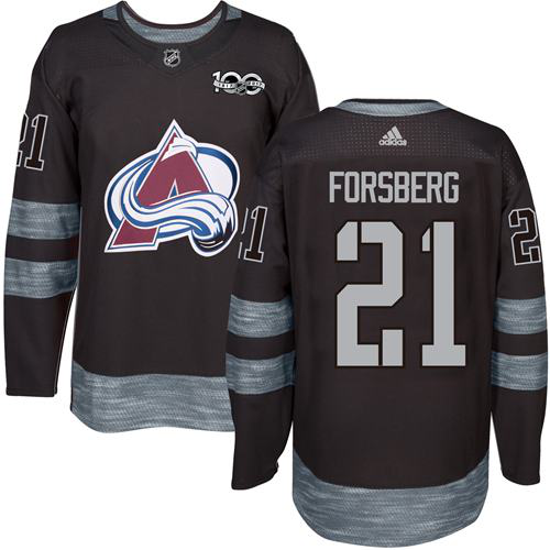 Colorado Avalanche #21 Peter Forsberg Black 1917-2017 100th Anniversary Stitched NHL Jersey