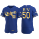 Men's #50 Mookie Betts Los Angeles Dodgers 2021 Gold Program Royal World Series Champions Jersey