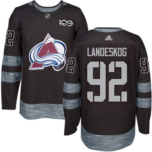 Adidas Colorado Avalanche #92 Gabriel Landeskog Black 1917-2017 100th Anniversary Stitched NHL Jersey