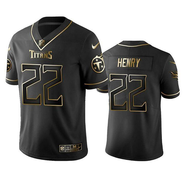 Men's Tennesse Titans #22 Derrick Henry Black NFL Golden Edition Vapor Untouchable Limited Jersey