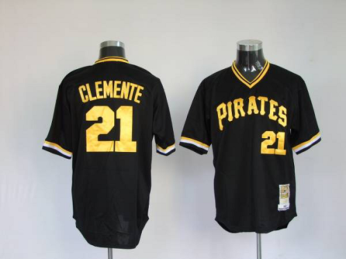 Mitchell And Ness Pittsburgh Pirates #21 Roberto Clemente Stitched Black Throwback MLB Jersey