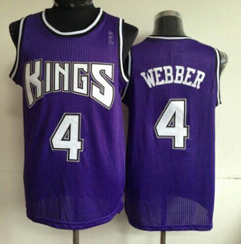 Men's Sacramento Kings #4 Chris Webber Purple Throwback Stitched NBA Jersey