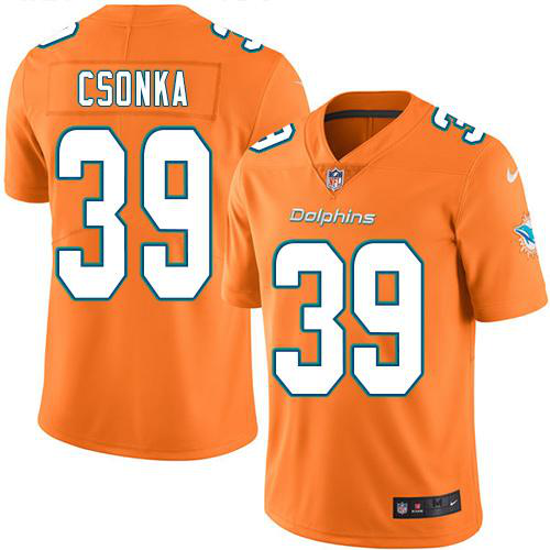 Nike Miami Dolphins #39 Larry Csonka Orange Men's Stitched NFL Limited New Color Rush Jersey