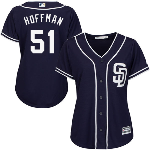 Women's San Diego Padres #51 Trevor Hoffman Navy Blue Majestic MLB Alternate Cool Base Jersey