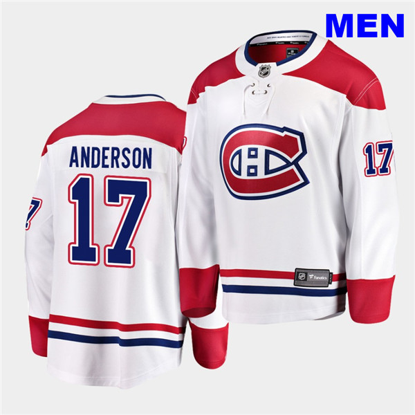 Men's Montreal Canadiens #17 Josh Anderson 2020-21 Away White Breakaway Player WhiteJersey