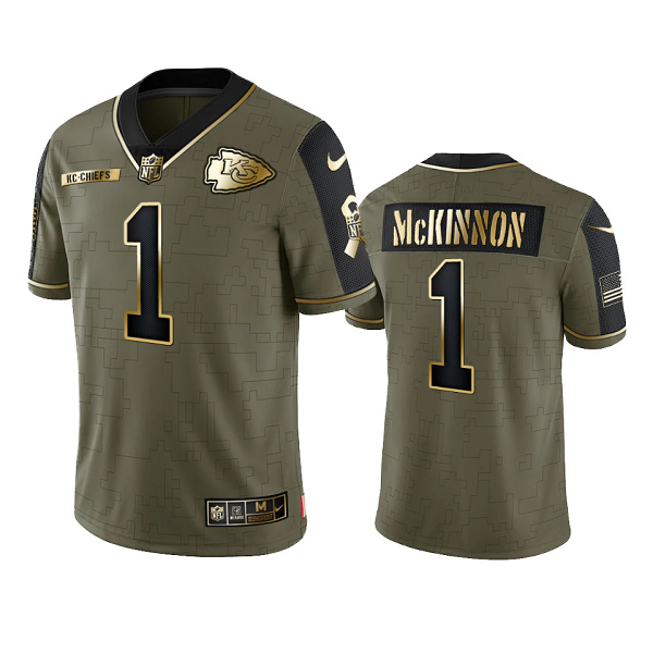 Kansas City Chiefs Jerick McKinnon Olive Gold 2021 Salute To Service Men's Limited NFL Jersey