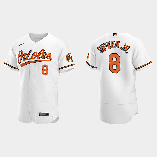 Men's Baltimore Orioles #8 Cal Ripken Jr. White Home Flex Base MLB Jersey