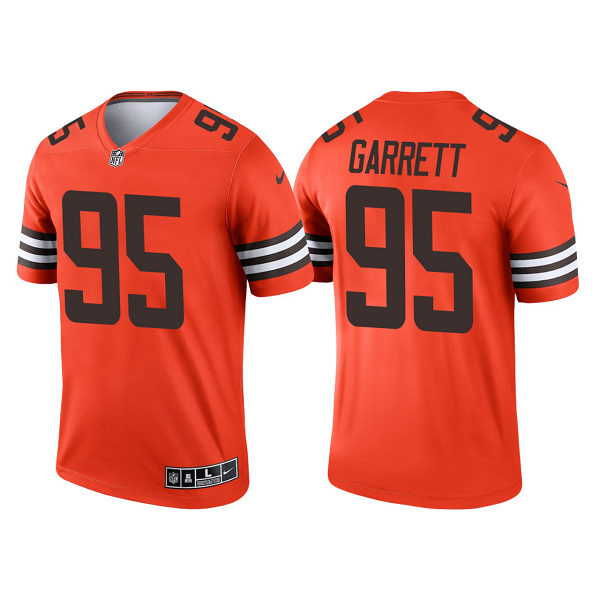 Men's Cleveland Browns #95 Myles Garrett Orange 2021 Limited NFL Jersey