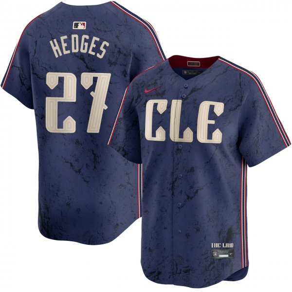 Men's Cleveland Guardians #27 Austin Hedges 2024 Navy City Connect Limited MLB Jersey